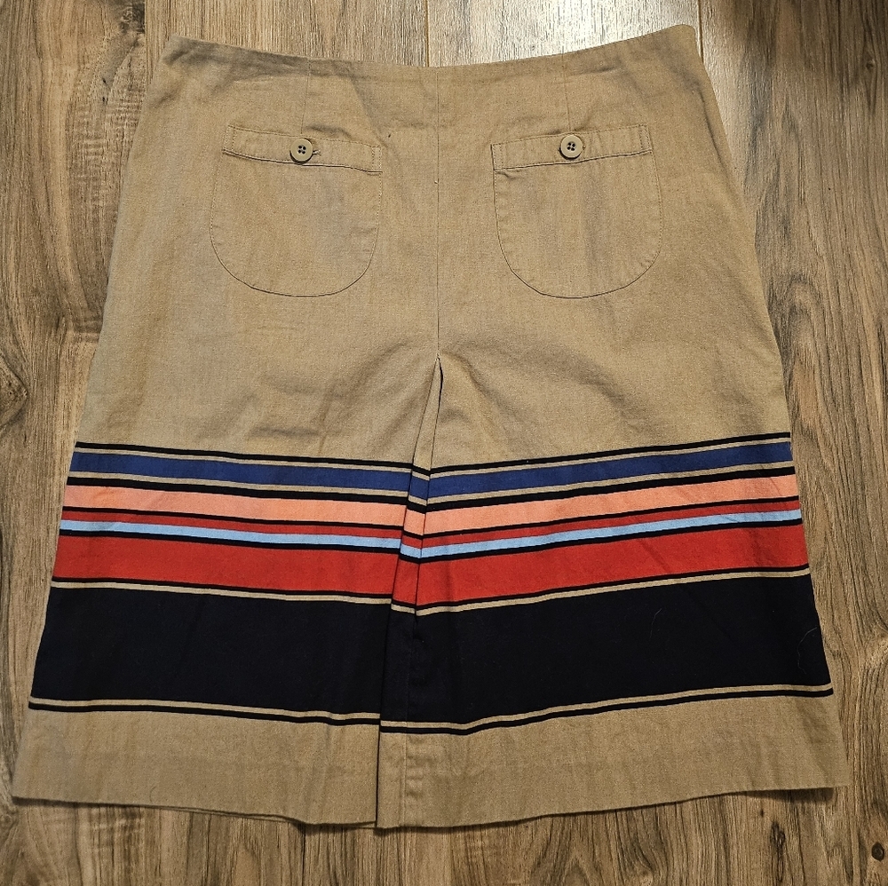 LOFT Tan and Red Mini Skirt